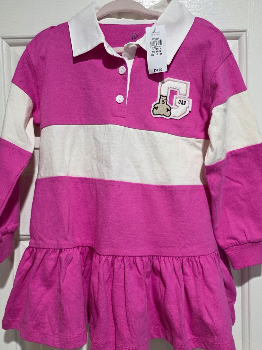 NWT GAP Pink & White Striped Rugby Dress